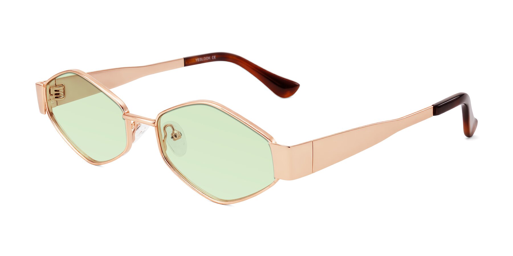 Angle of Midney in Rose Gold with Light Green Tinted Lenses