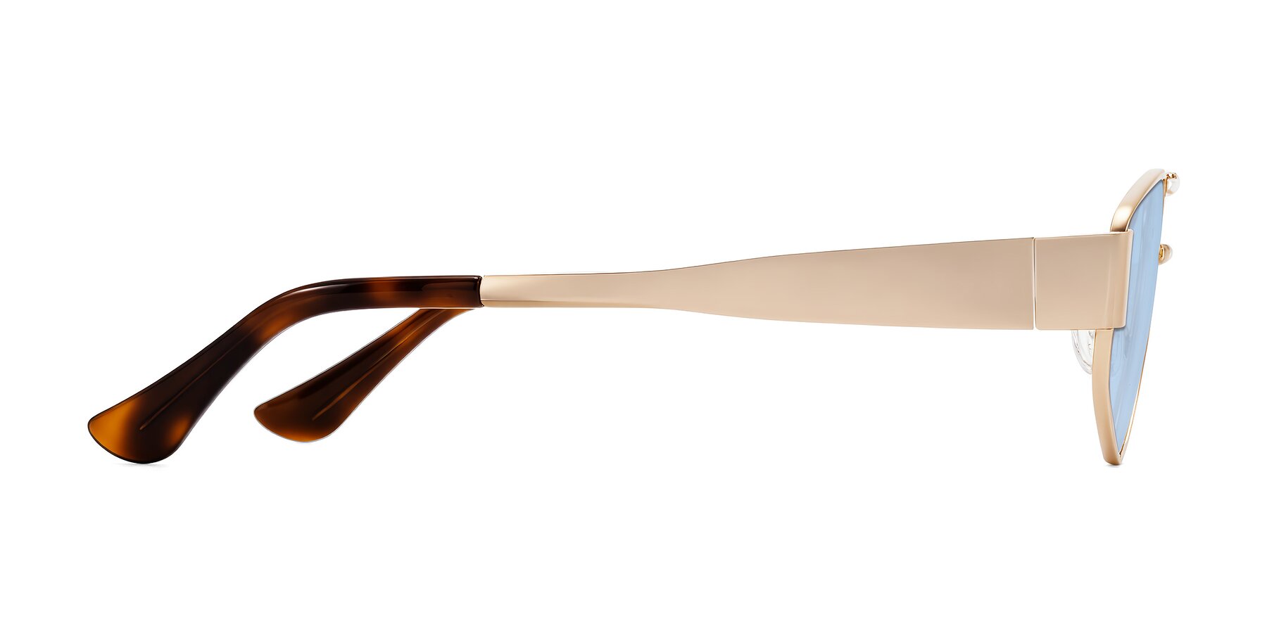 Side of Midney in Rose Gold with Light Blue Tinted Lenses