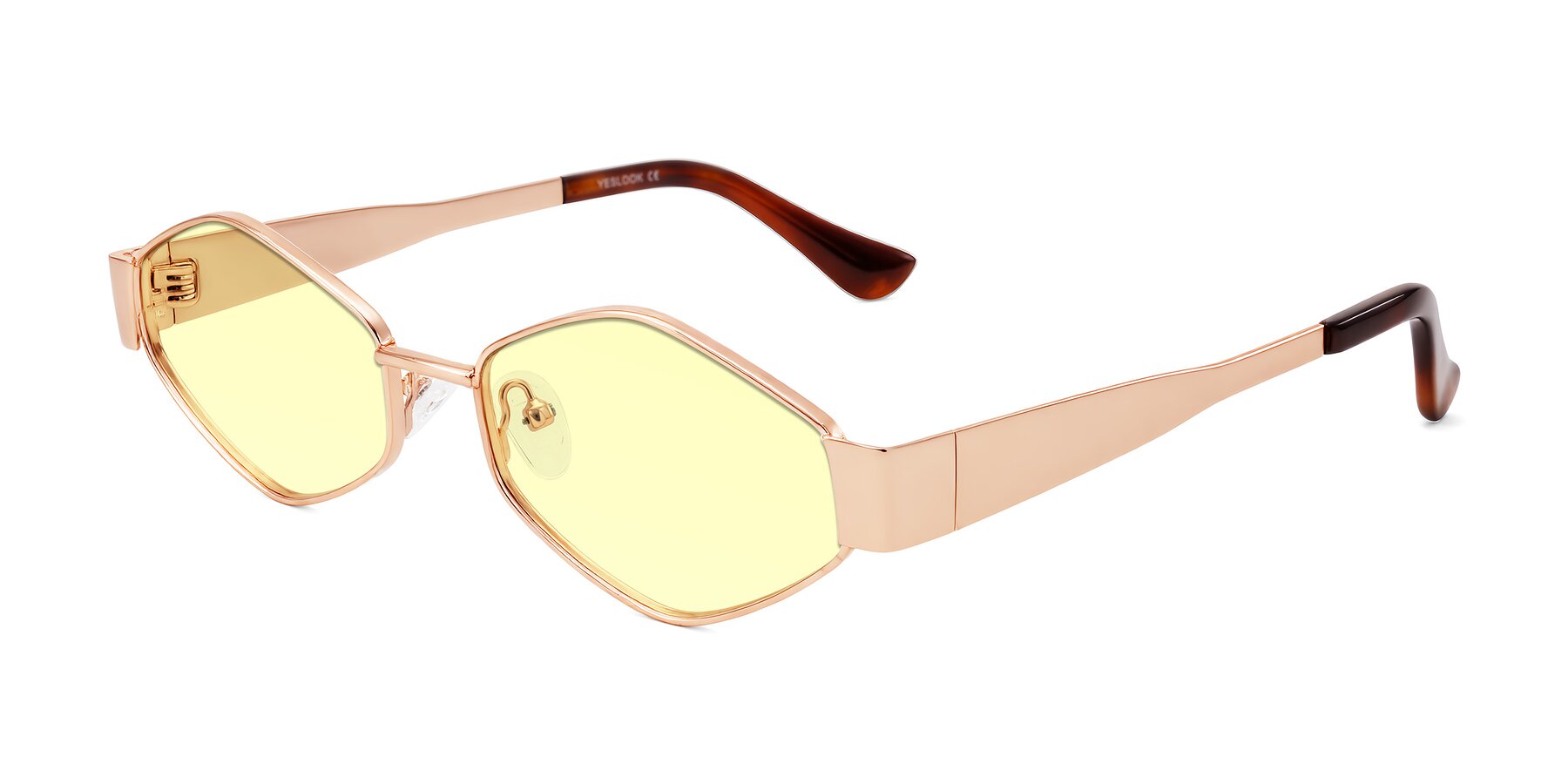 Angle of Midney in Rose Gold with Light Yellow Tinted Lenses