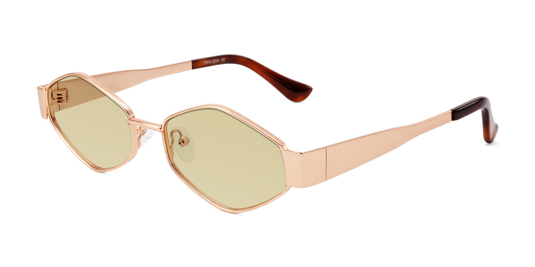 Angle of Midney in Rose Gold with Light Champagne Tinted Lenses