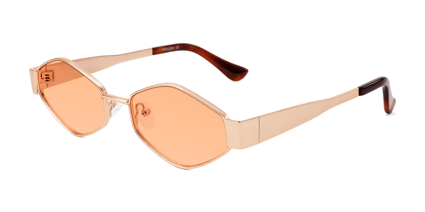 Angle of Midney in Rose Gold with Light Orange Tinted Lenses