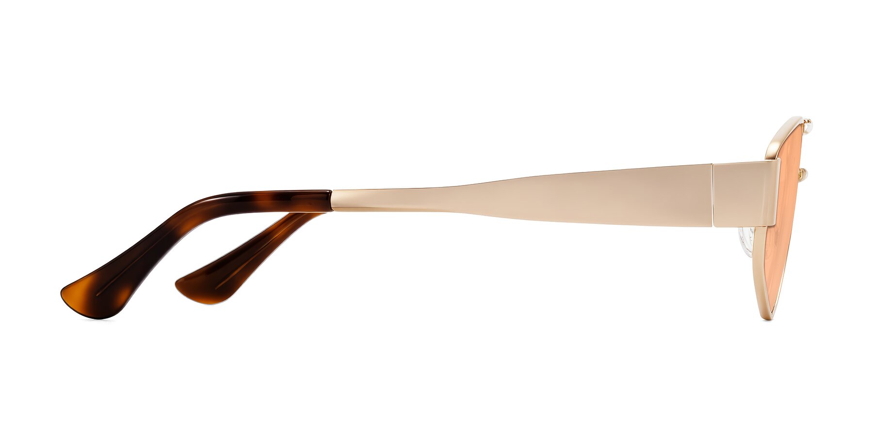 Side of Midney in Rose Gold with Light Orange Tinted Lenses