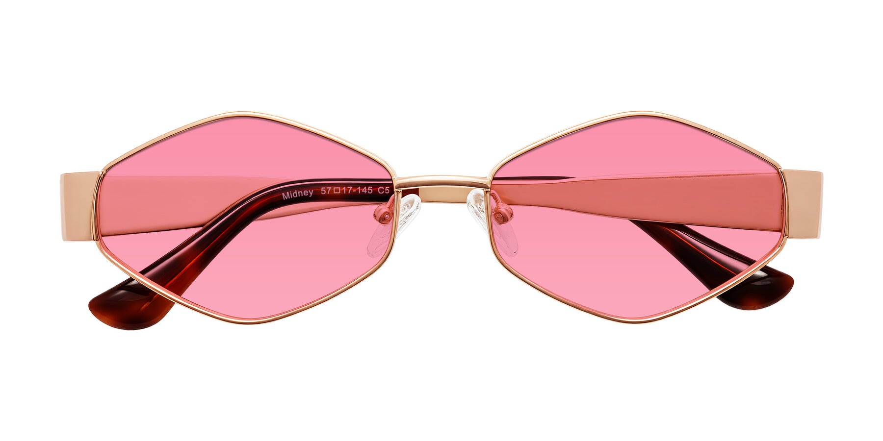 Folded Front of Midney in Rose Gold with Pink Tinted Lenses