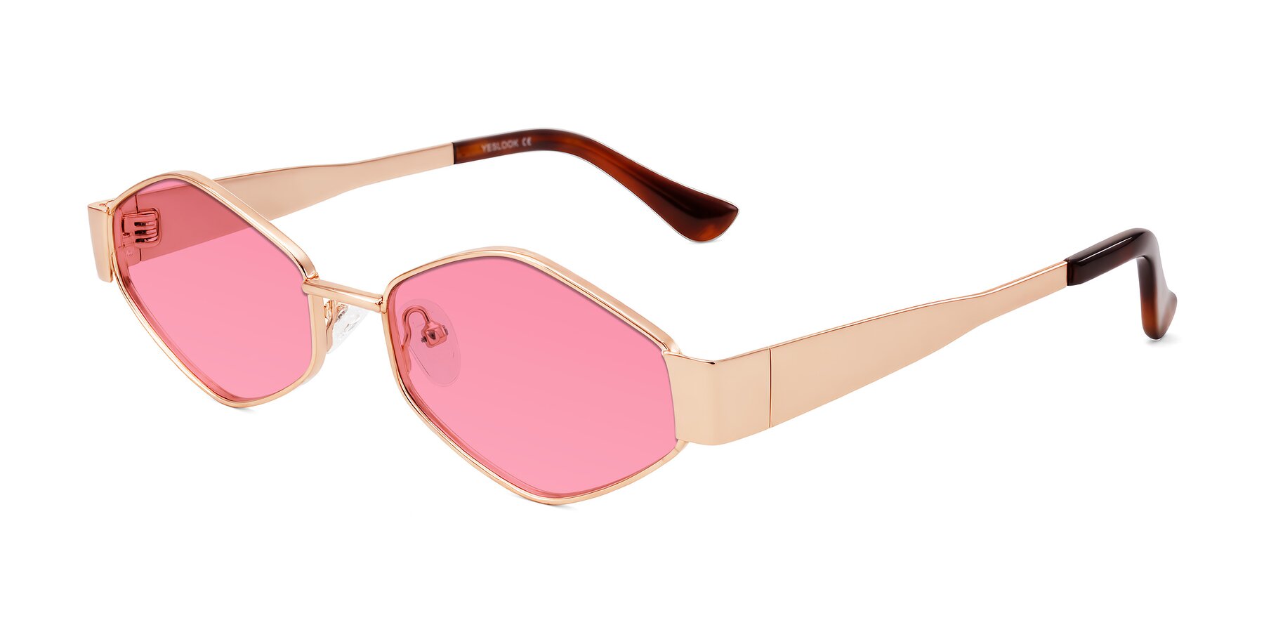 Angle of Midney in Rose Gold with Pink Tinted Lenses