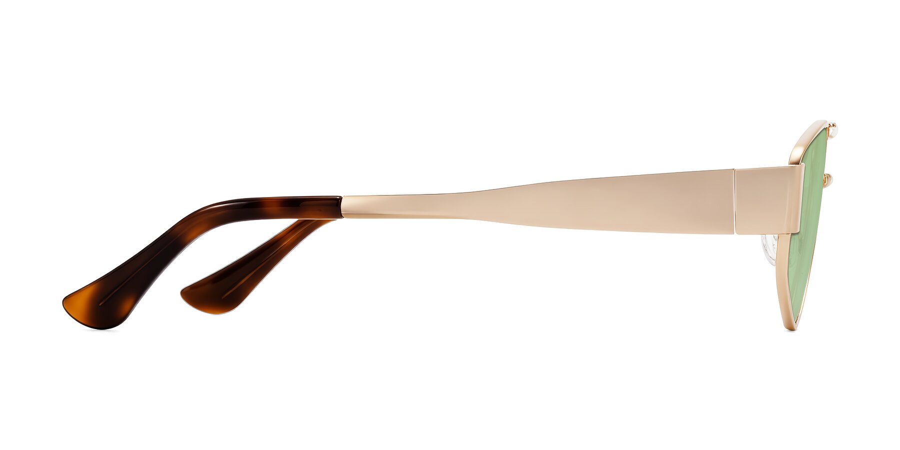 Side of Midney in Rose Gold with Medium Green Tinted Lenses