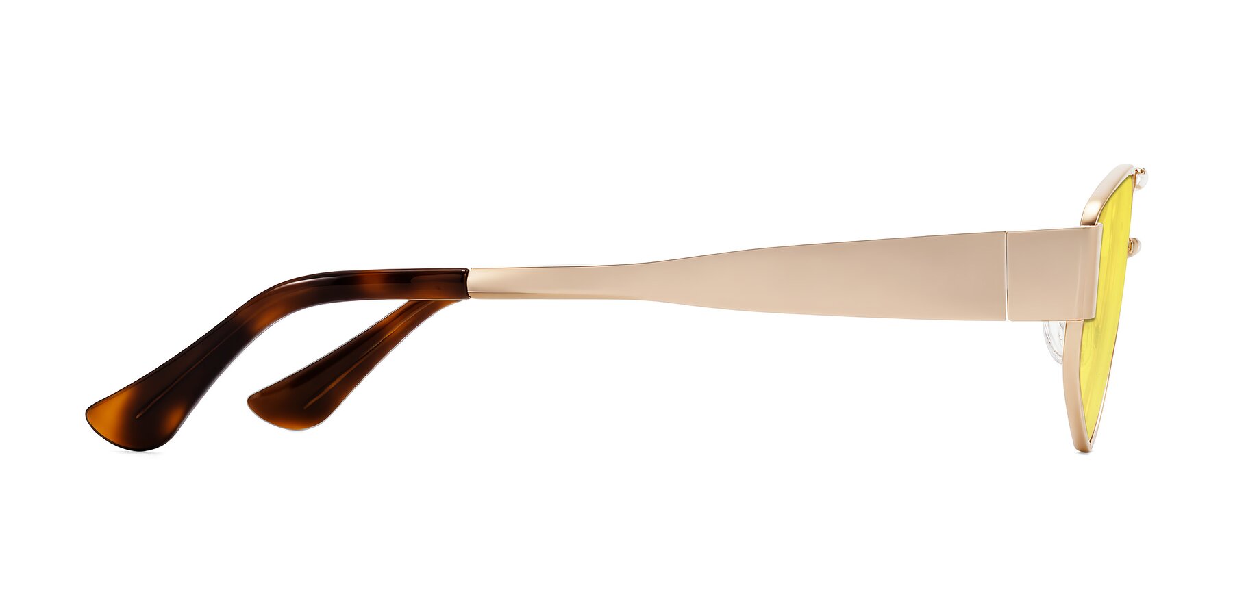 Side of Midney in Rose Gold with Medium Yellow Tinted Lenses