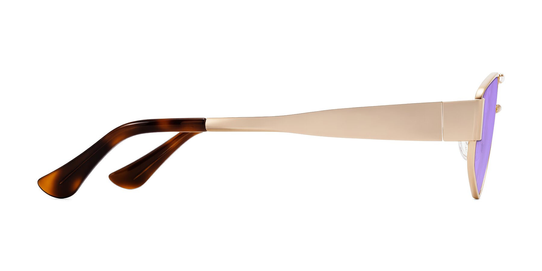 Side of Midney in Rose Gold with Medium Purple Tinted Lenses