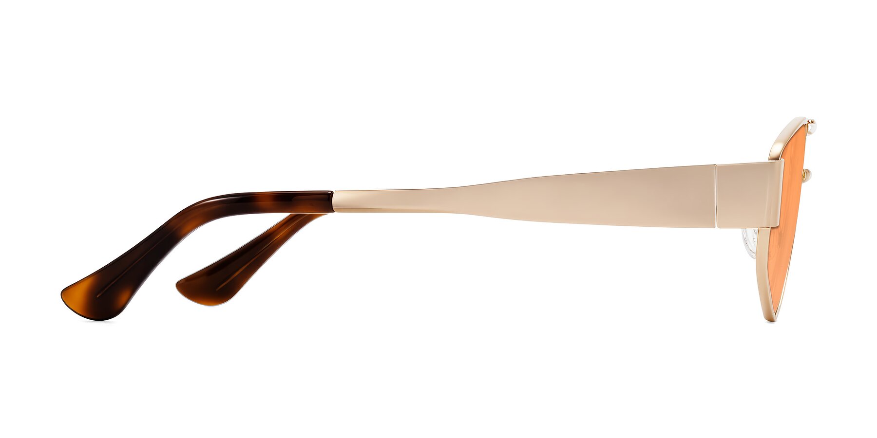 Side of Midney in Rose Gold with Medium Orange Tinted Lenses