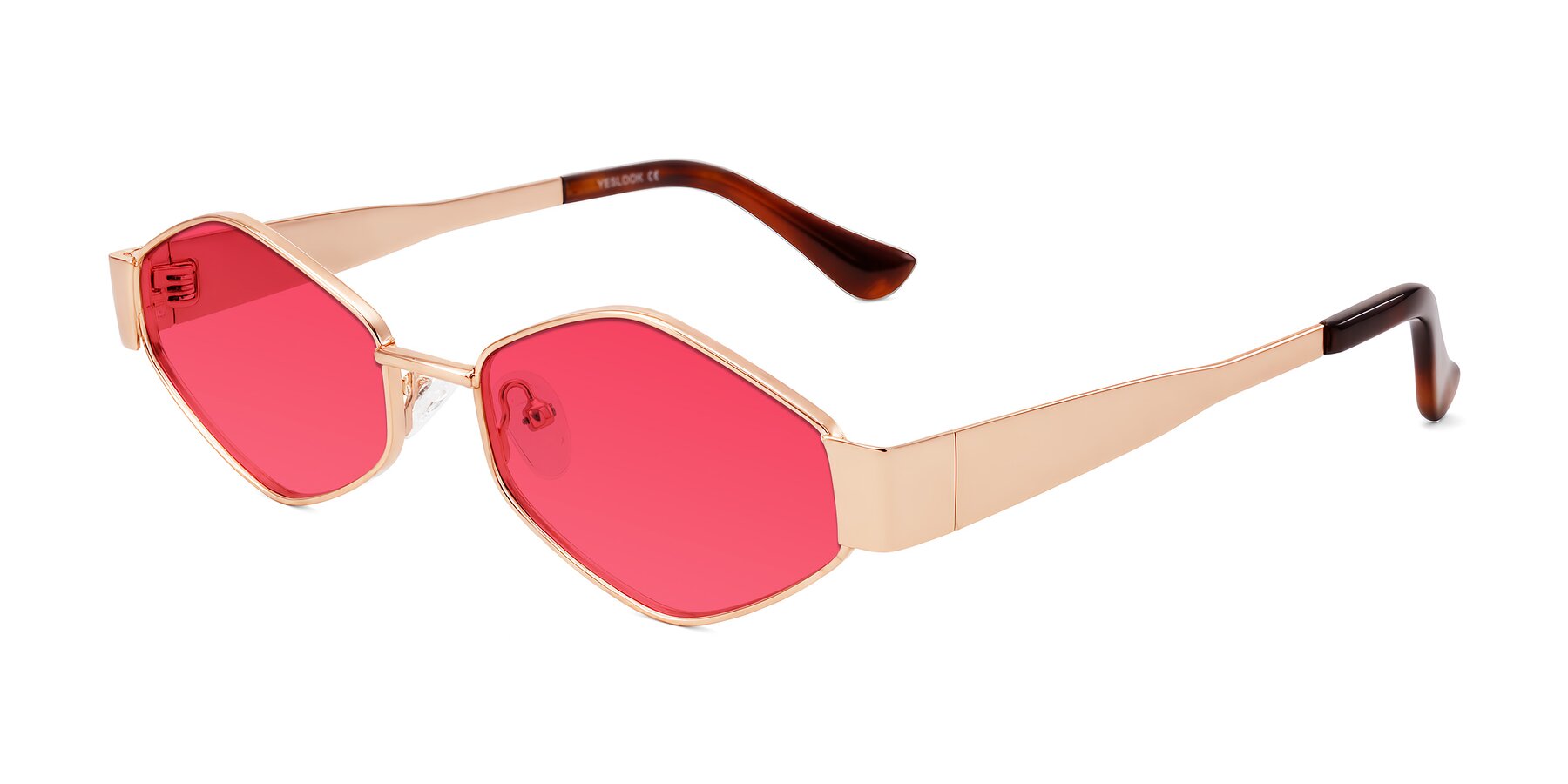 Angle of Midney in Rose Gold with Red Tinted Lenses