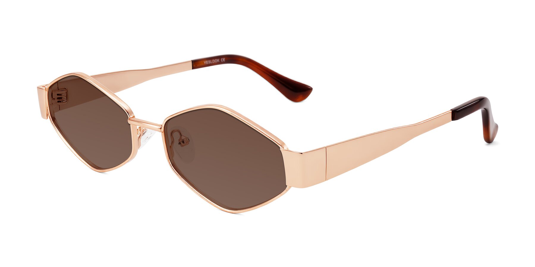 Angle of Midney in Rose Gold with Brown Tinted Lenses