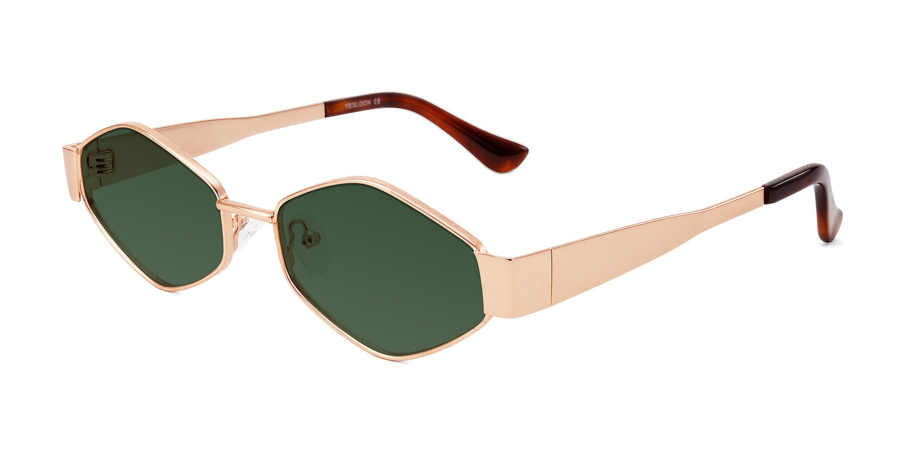 Angle of Midney in Rose Gold with Green Tinted Lenses