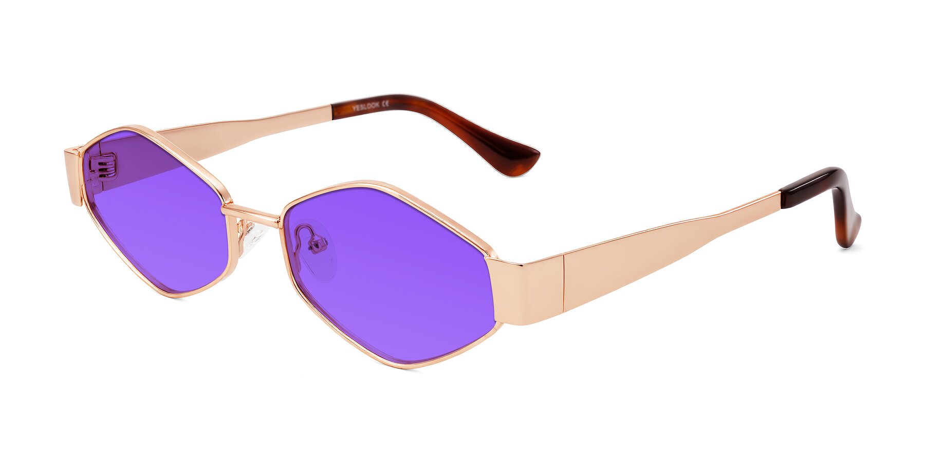 Angle of Midney in Rose Gold with Purple Tinted Lenses