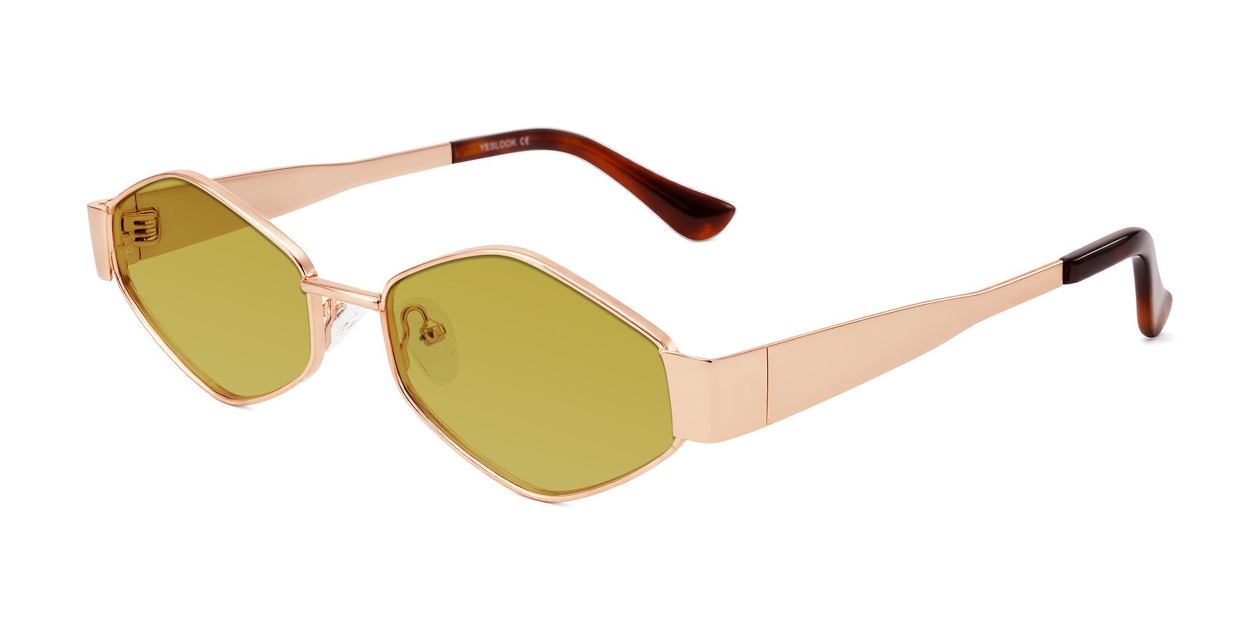 Angle of Midney in Rose Gold with Champagne Tinted Lenses