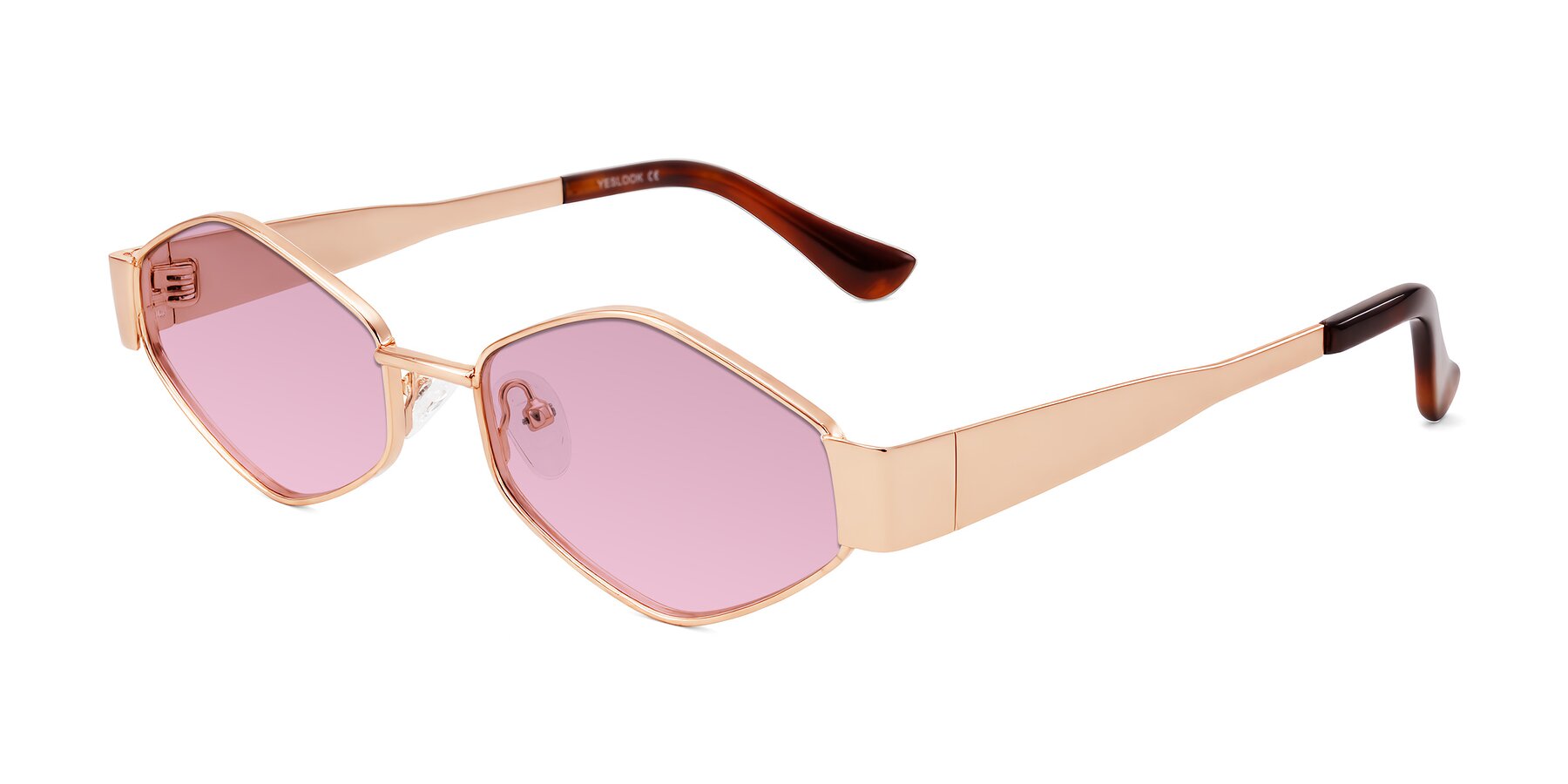 Angle of Midney in Rose Gold with Light Wine Tinted Lenses