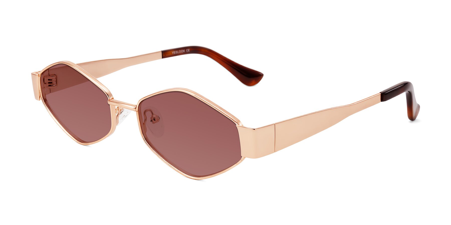 Angle of Midney in Rose Gold with Garnet Tinted Lenses