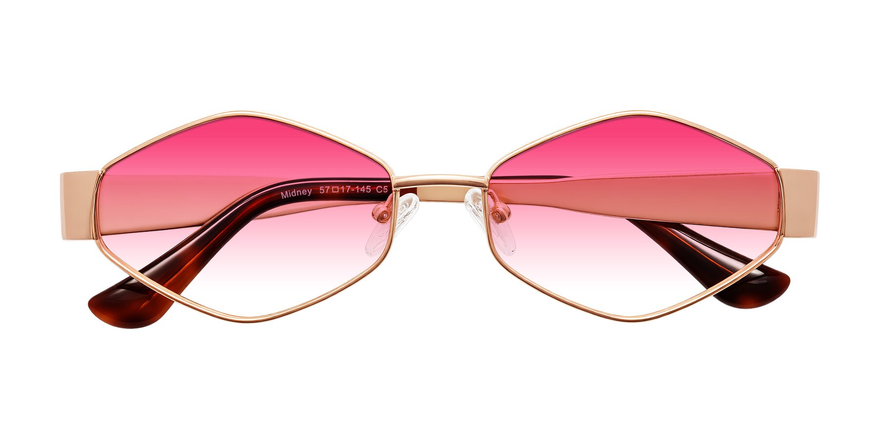 Folded Front of Midney in Rose Gold with Pink Gradient Lenses
