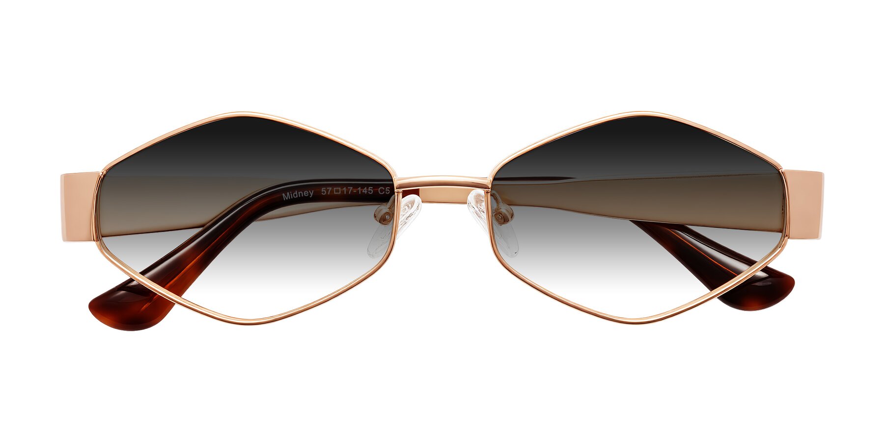Folded Front of Midney in Rose Gold with Gray Gradient Lenses