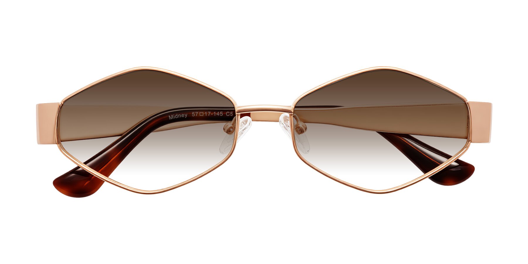 Folded Front of Midney in Rose Gold with Brown Gradient Lenses