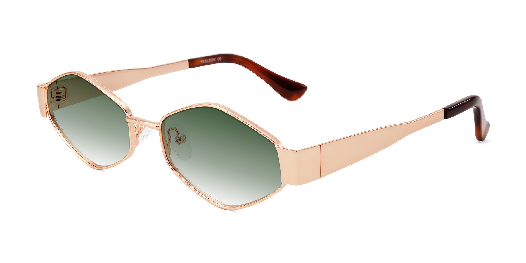 Angle of Midney in Rose Gold with Green Gradient Lenses