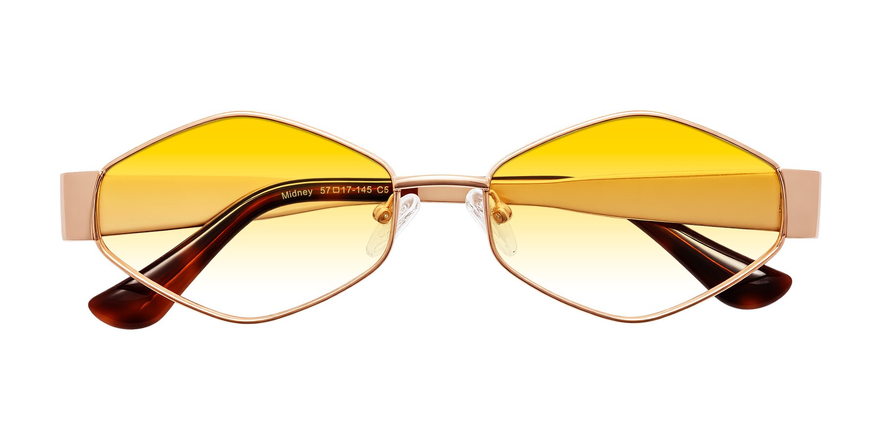 Folded Front of Midney in Rose Gold with Yellow Gradient Lenses