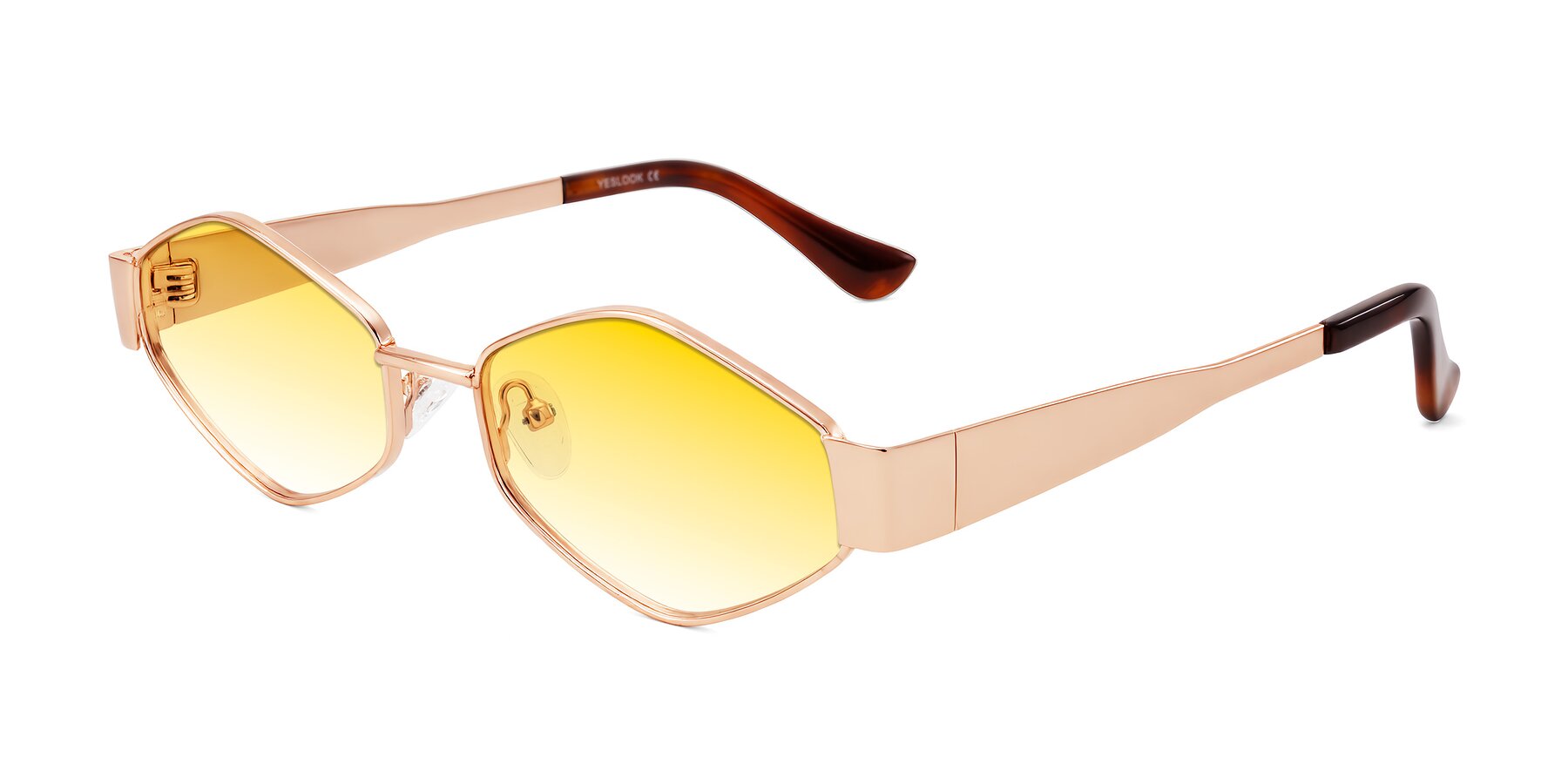 Angle of Midney in Rose Gold with Yellow Gradient Lenses