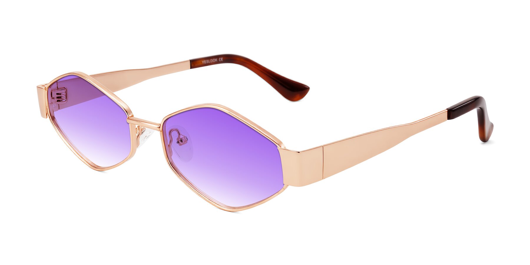 Angle of Midney in Rose Gold with Purple Gradient Lenses