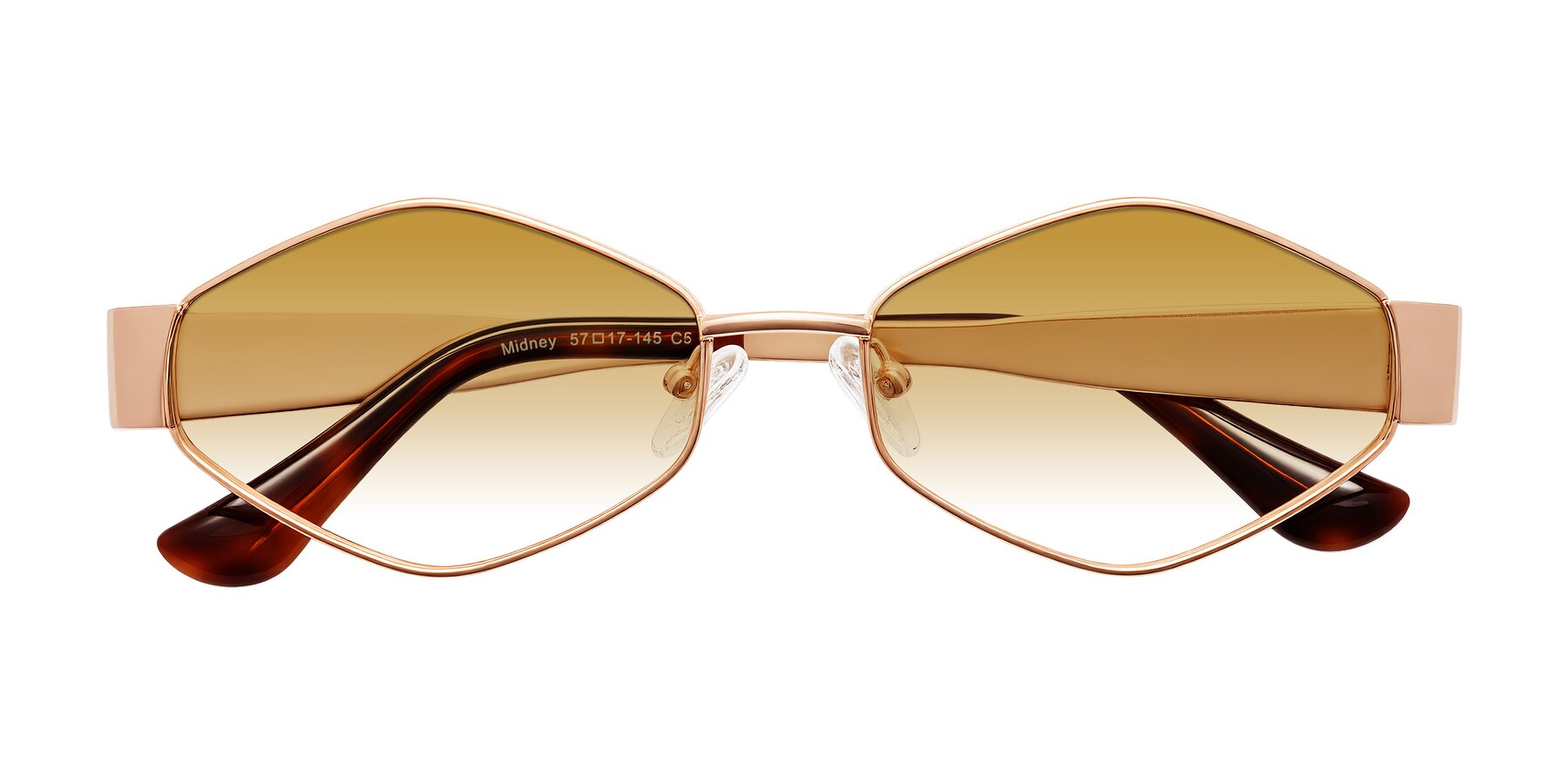 Folded Front of Midney in Rose Gold with Champagne Gradient Lenses