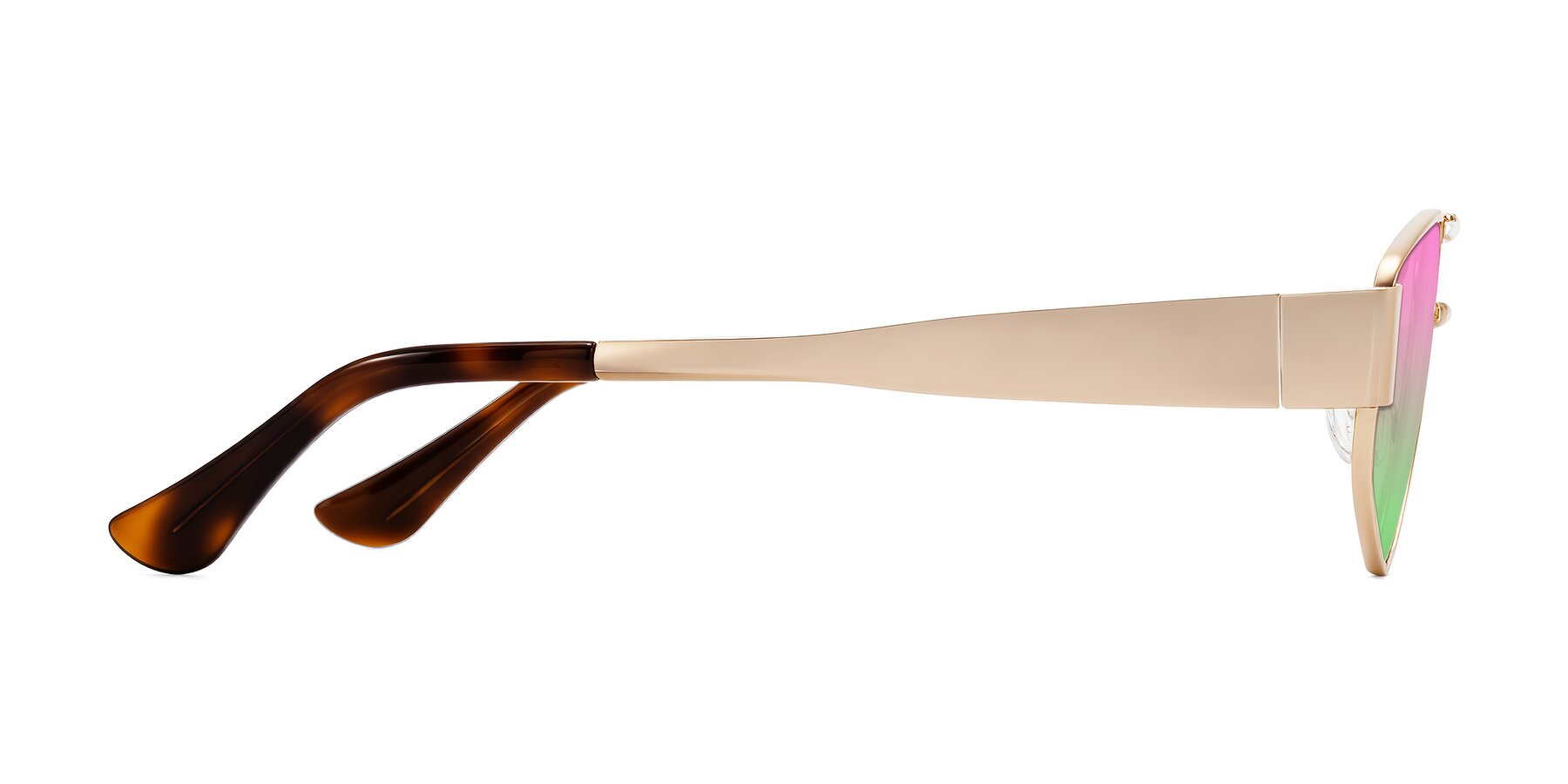 Side of Midney in Rose Gold with Pink / Green Gradient Lenses