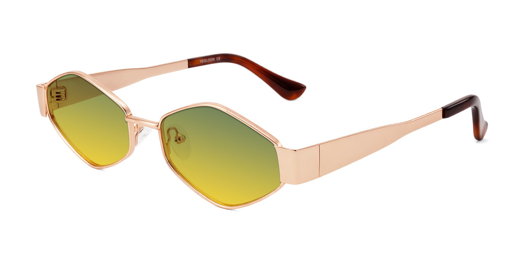 Angle of Midney in Rose Gold with Green / Yellow Gradient Lenses
