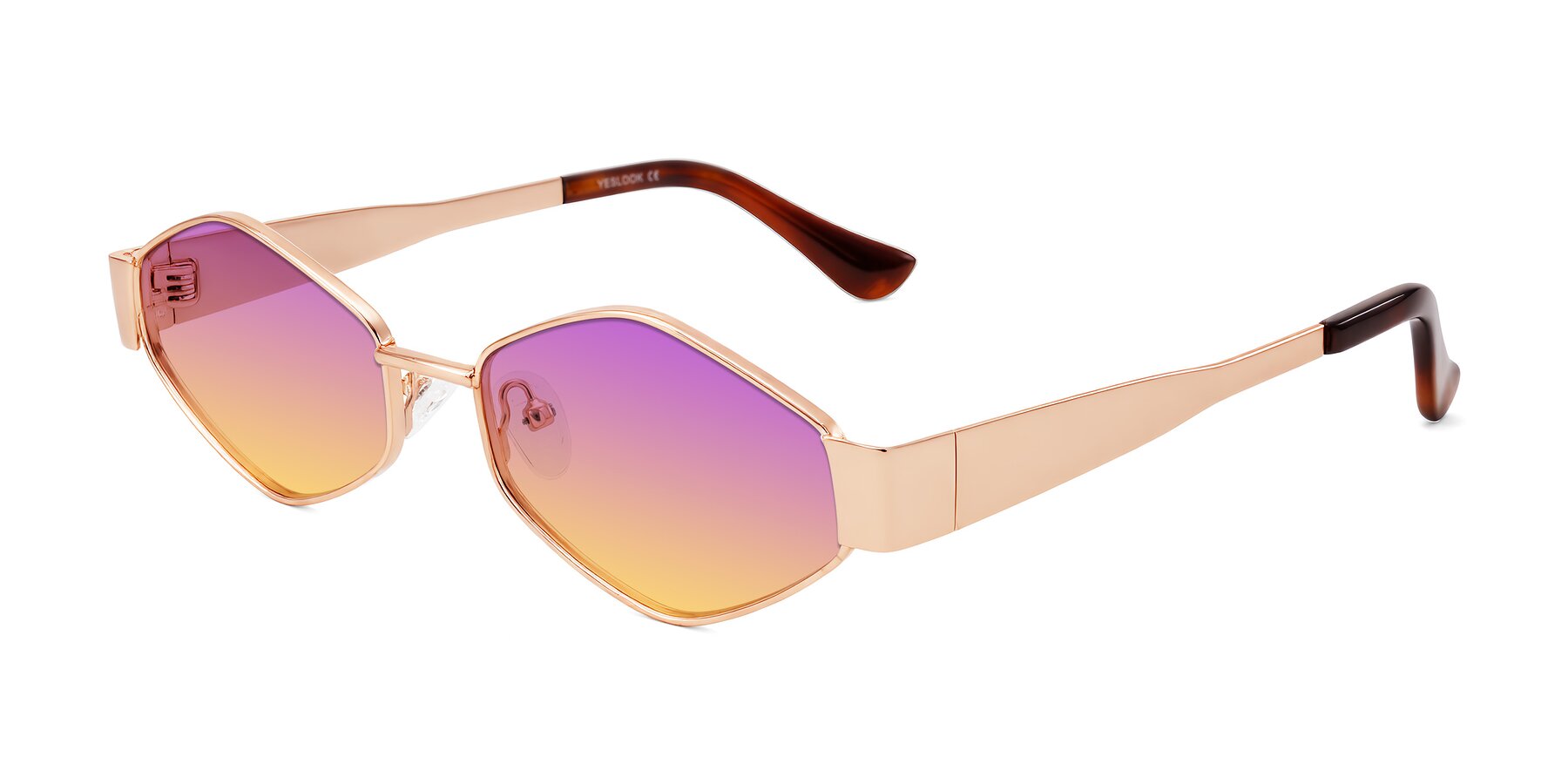 Angle of Midney in Rose Gold with Purple / Yellow Gradient Lenses