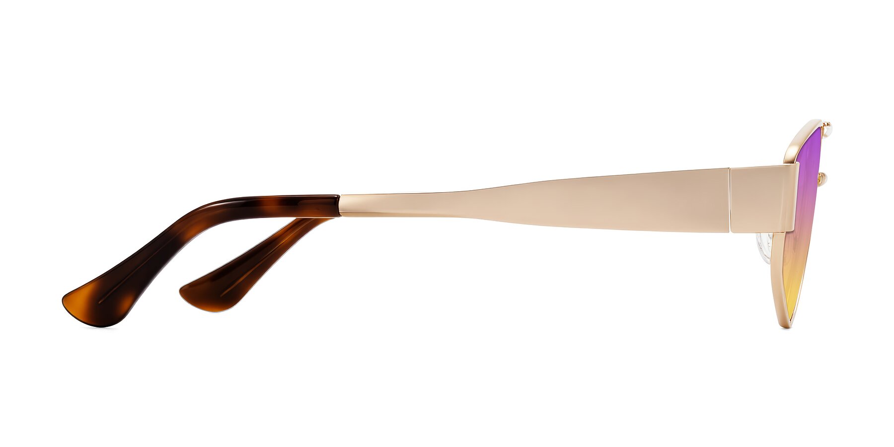 Side of Midney in Rose Gold with Purple / Yellow Gradient Lenses