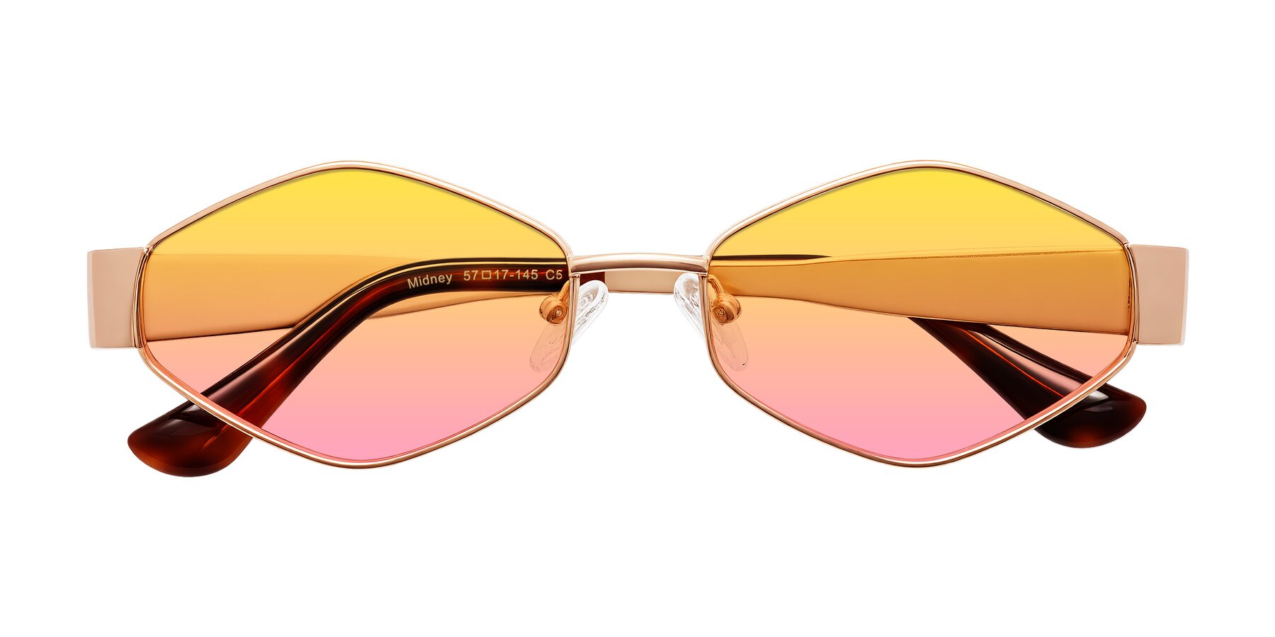 Folded Front of Midney in Rose Gold with Yellow / Pink Gradient Lenses