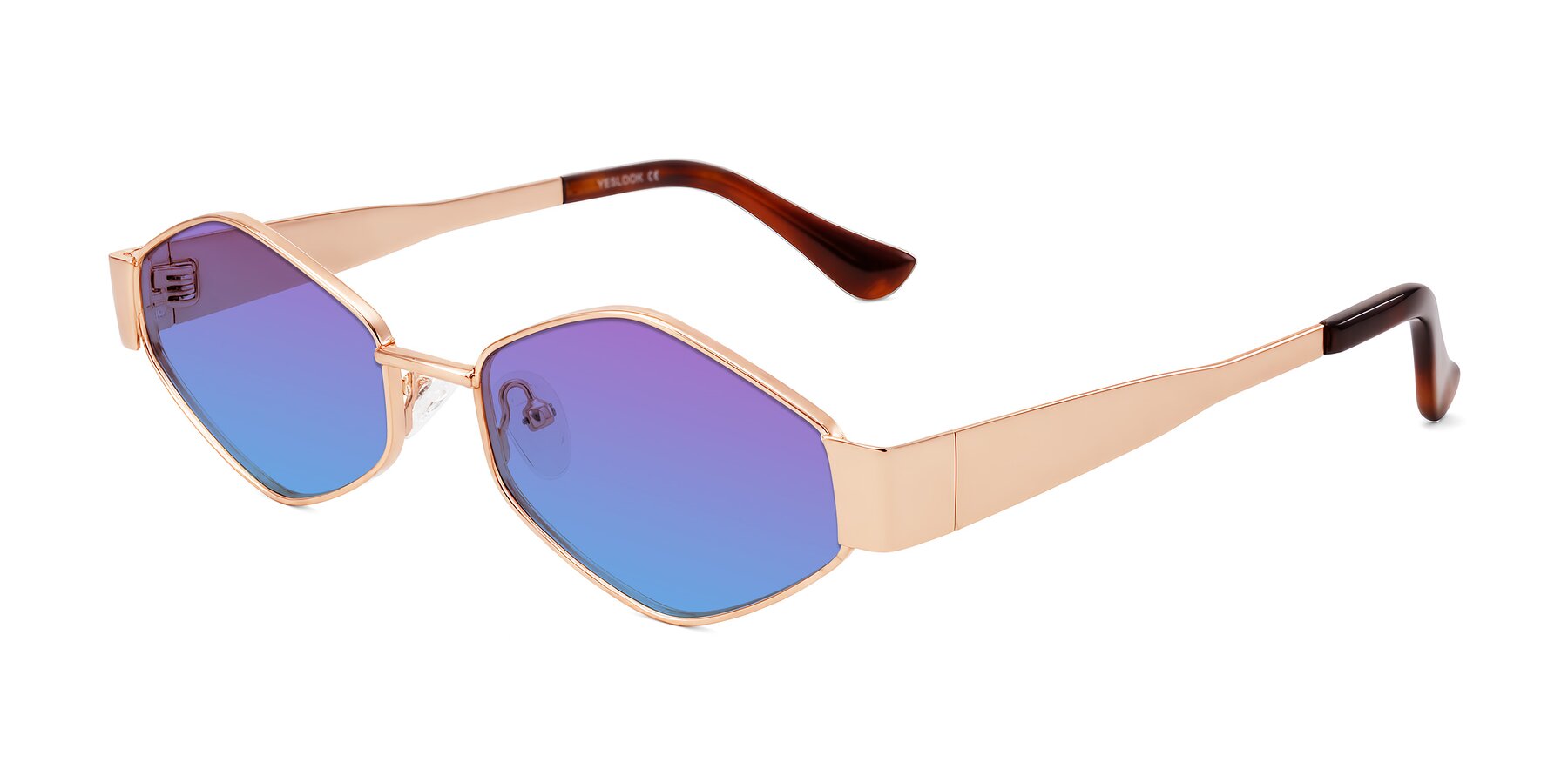 Angle of Midney in Rose Gold with Purple / Blue Gradient Lenses
