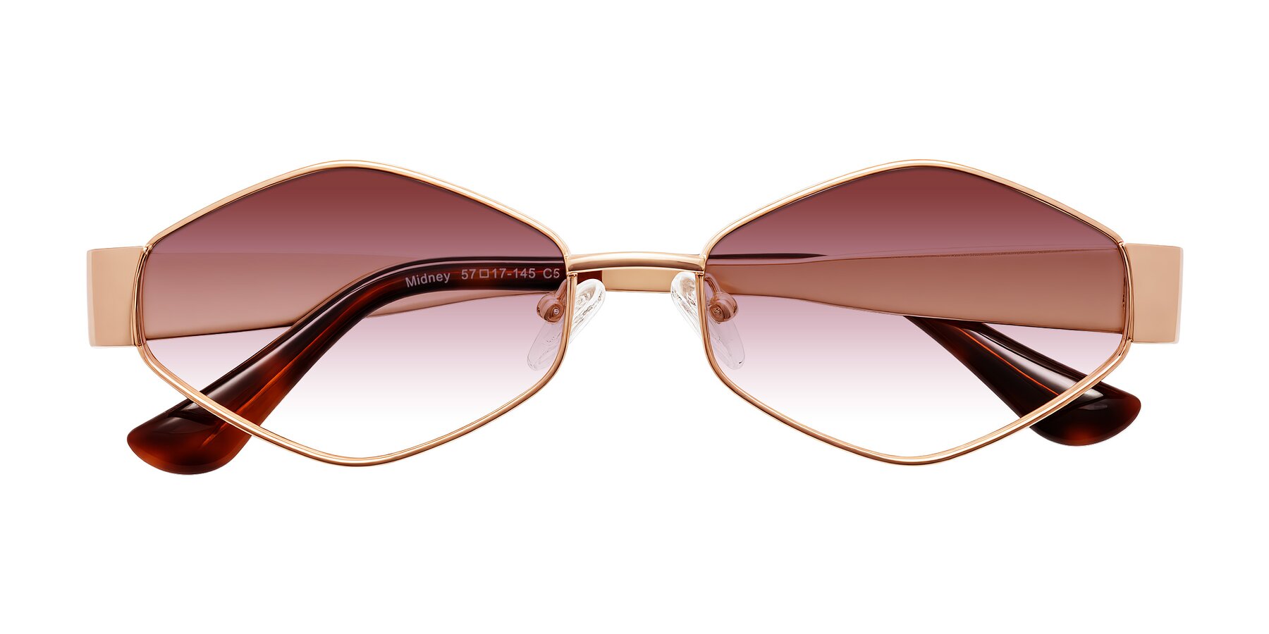 Folded Front of Midney in Rose Gold with Garnet Gradient Lenses