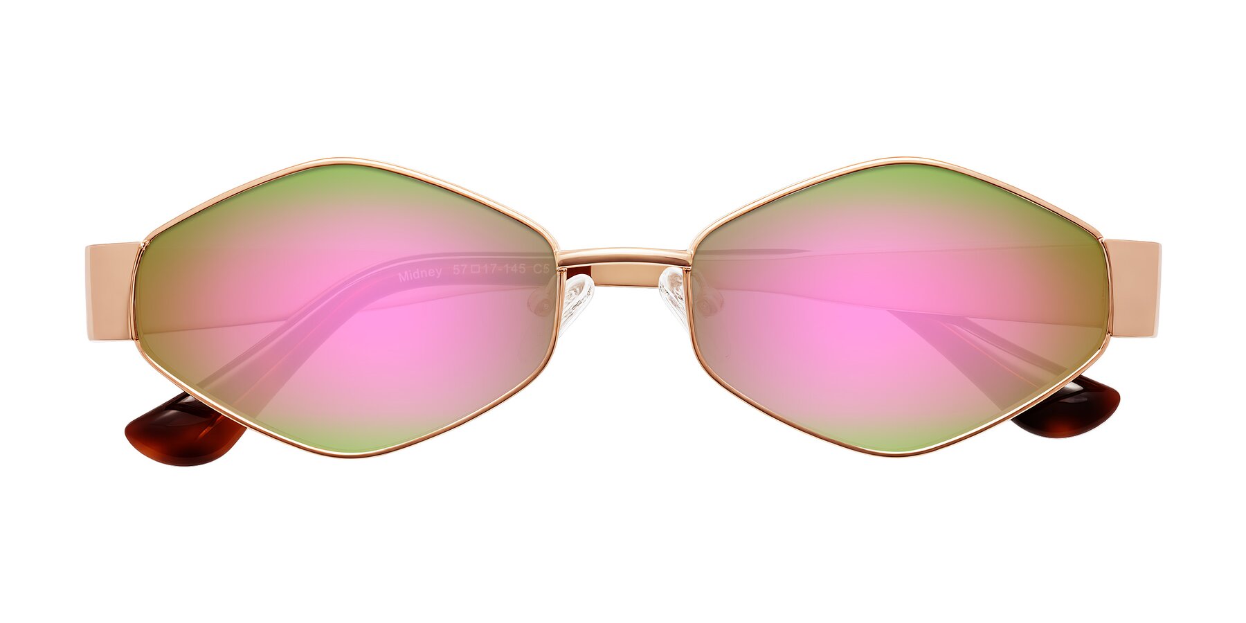 Folded Front of Midney in Rose Gold with Pink Mirrored Lenses