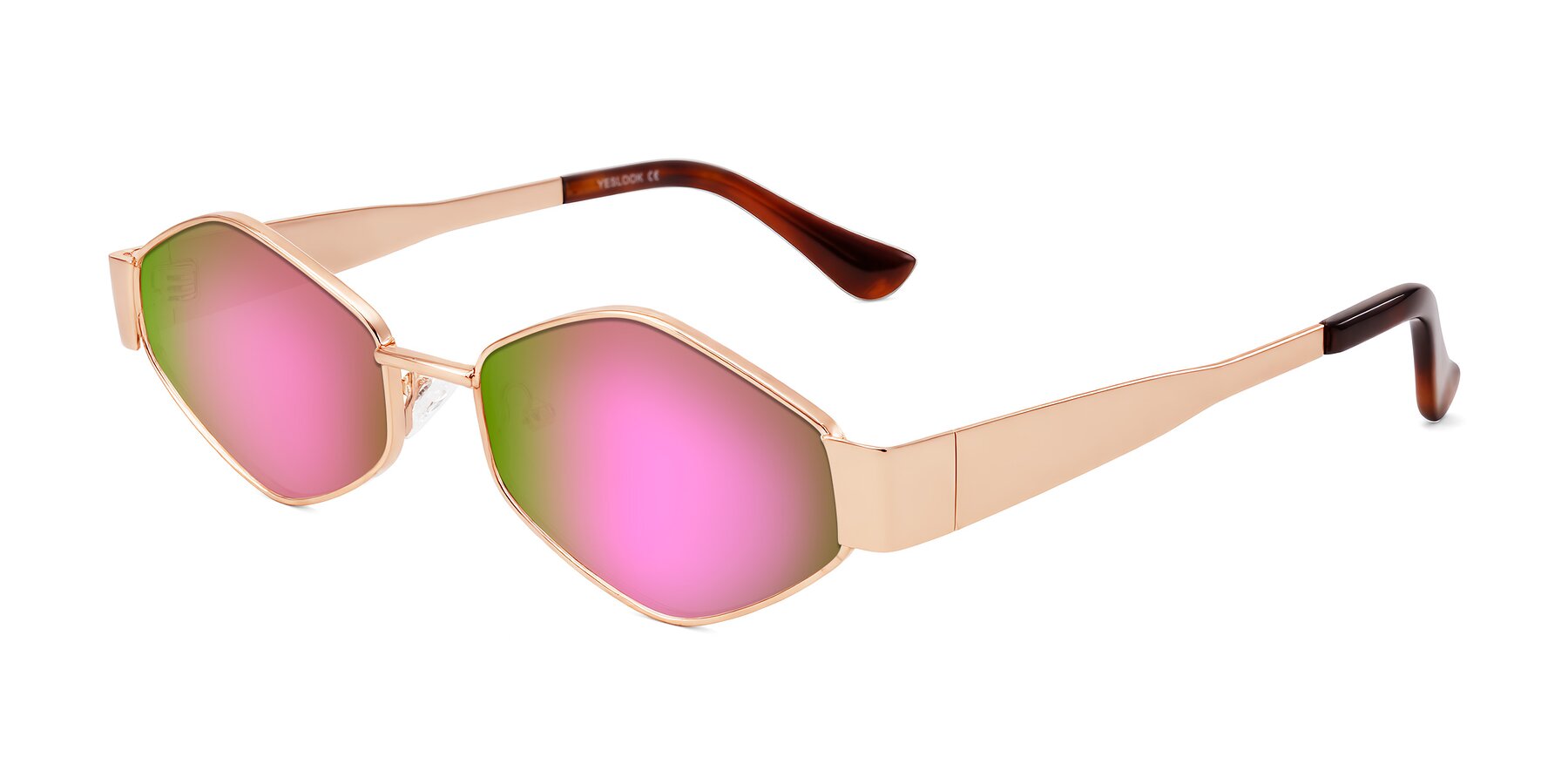Angle of Midney in Rose Gold with Pink Mirrored Lenses