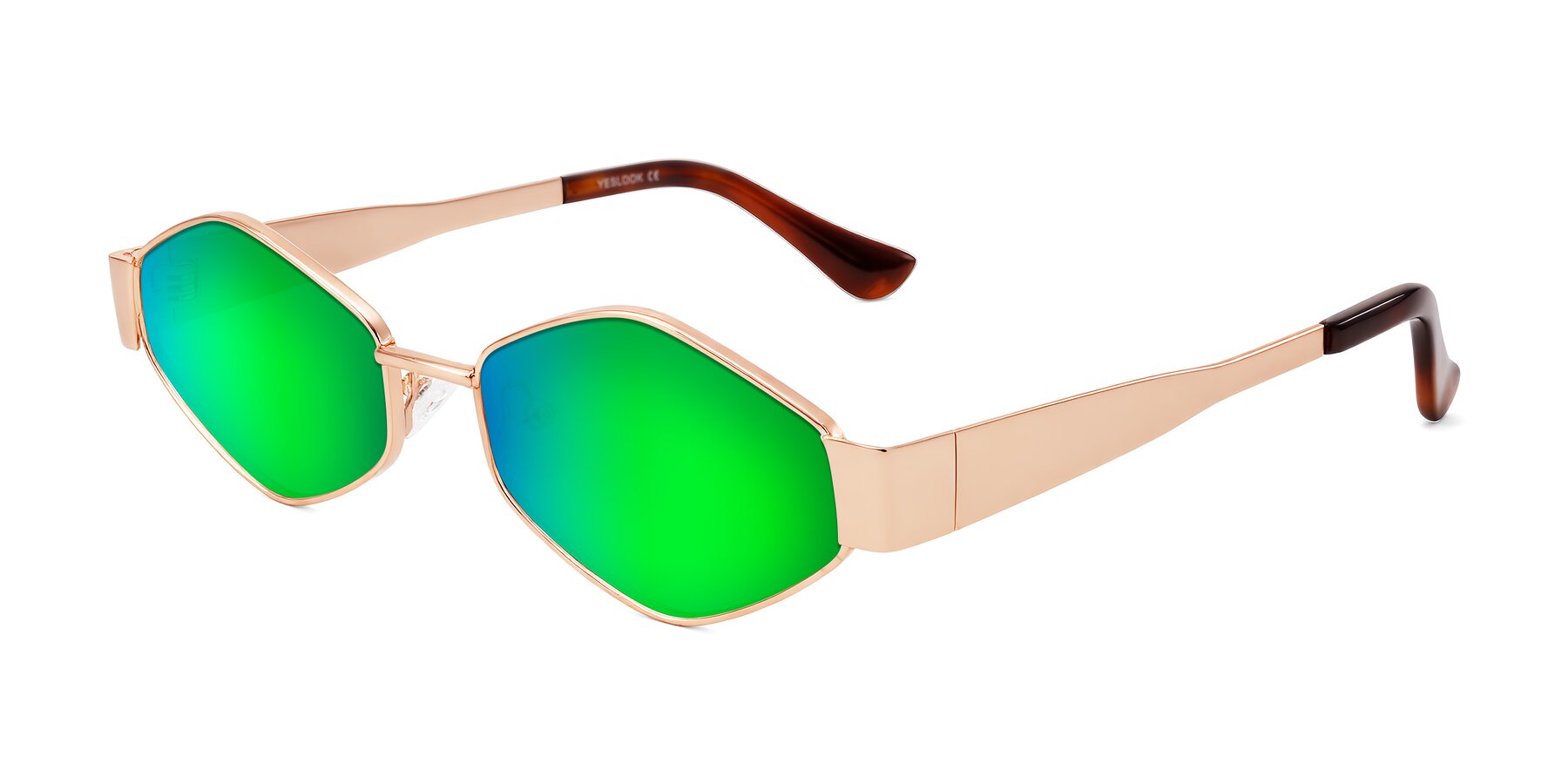 Angle of Midney in Rose Gold with Green Mirrored Lenses