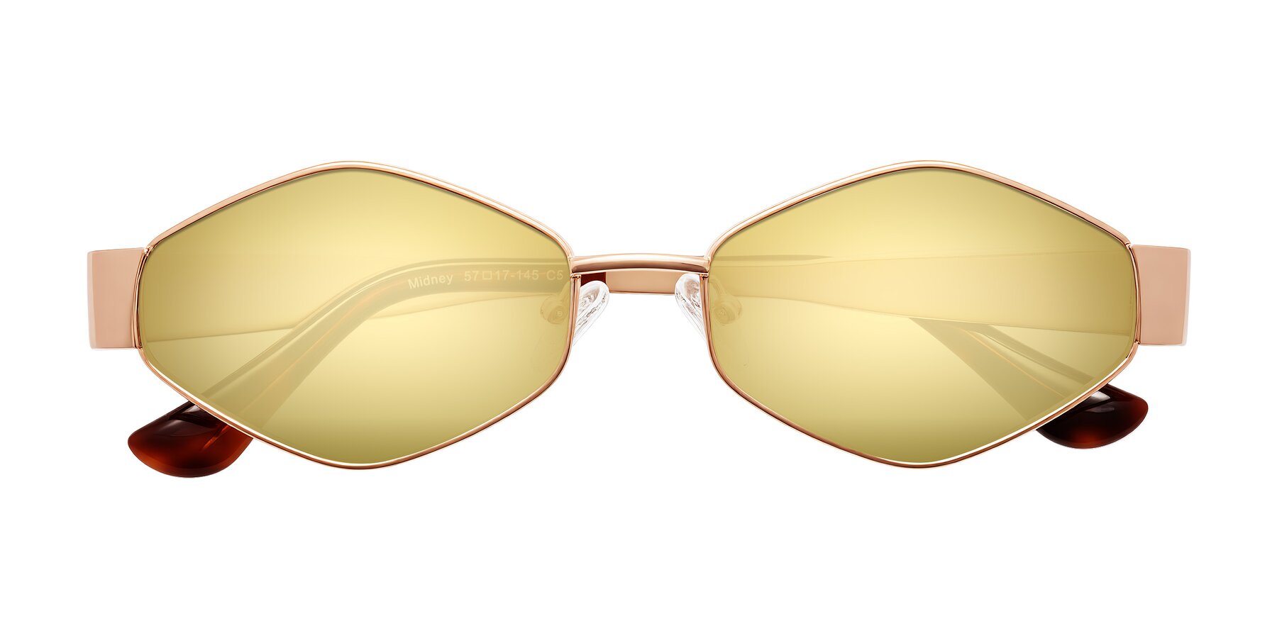 Folded Front of Midney in Rose Gold with Gold Mirrored Lenses