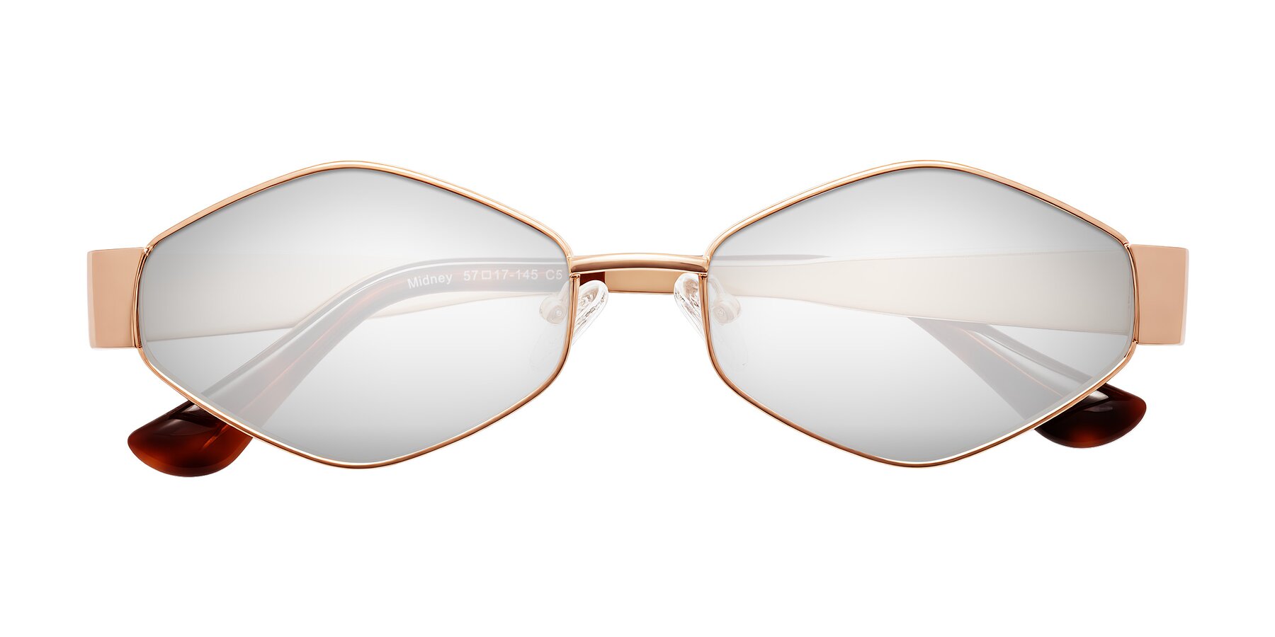 Folded Front of Midney in Rose Gold with Silver Mirrored Lenses