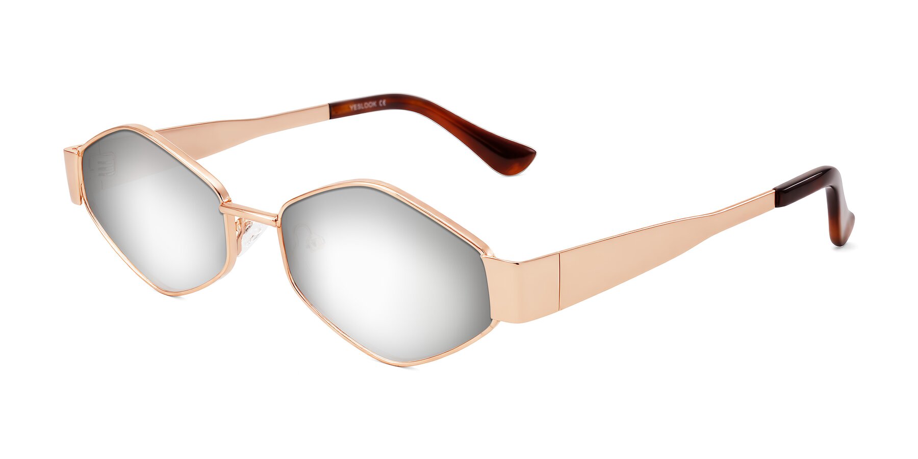 Angle of Midney in Rose Gold with Silver Mirrored Lenses