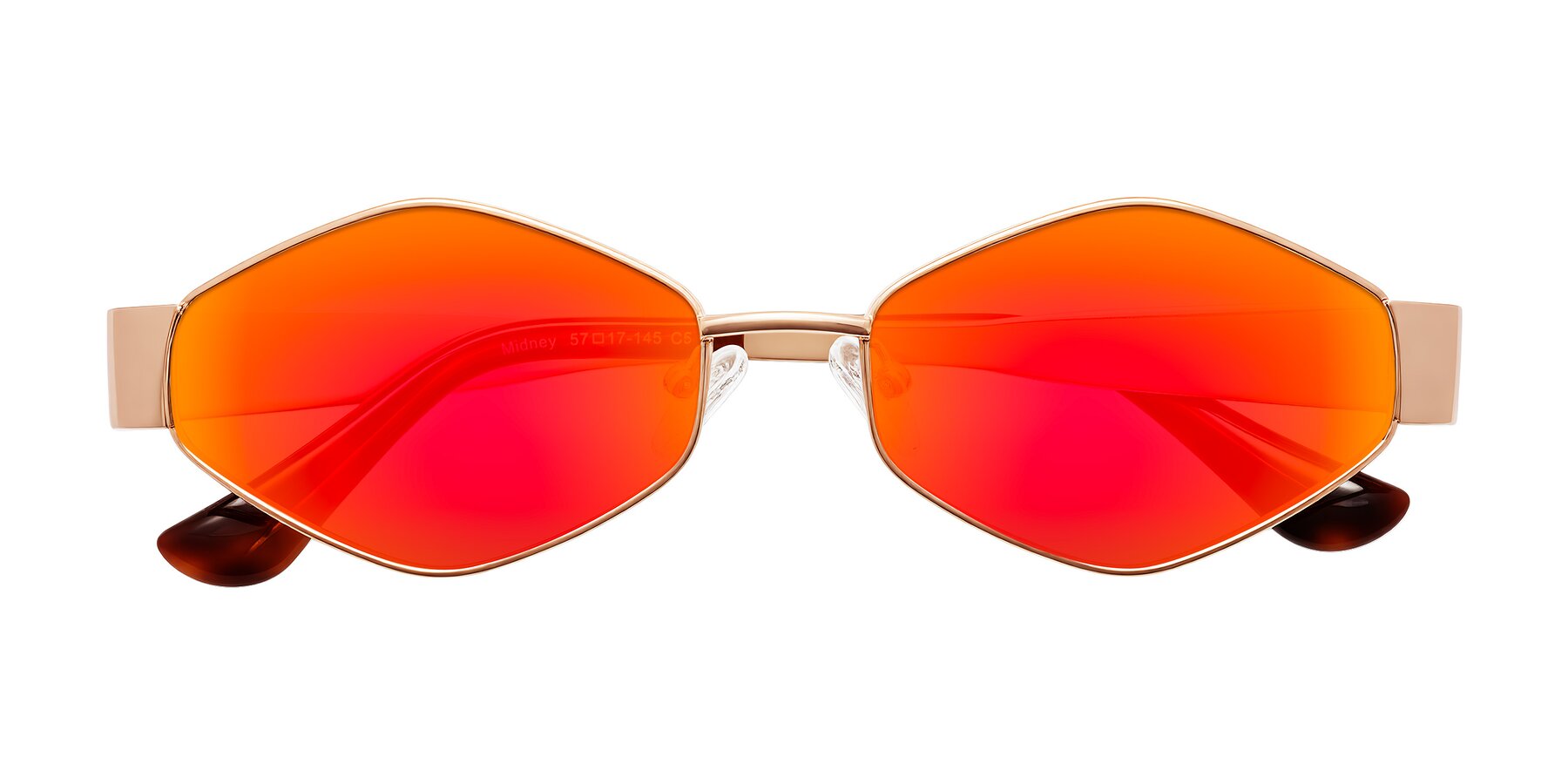 Folded Front of Midney in Rose Gold with Red Gold Mirrored Lenses