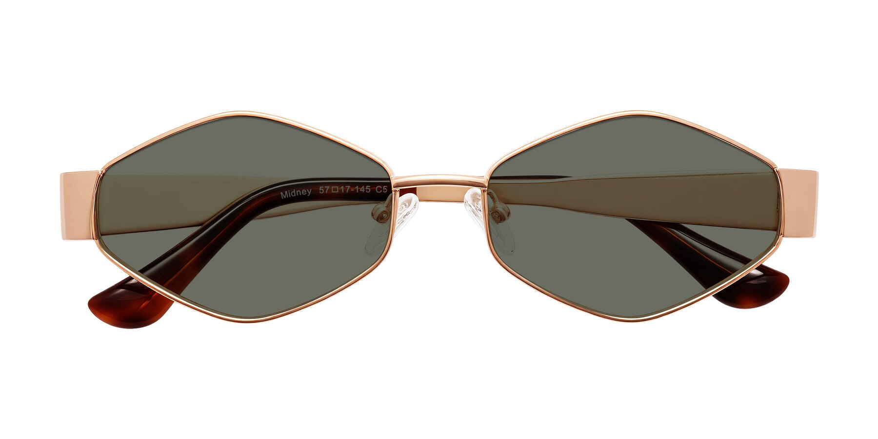 Folded Front of Midney in Rose Gold with Gray Polarized Lenses