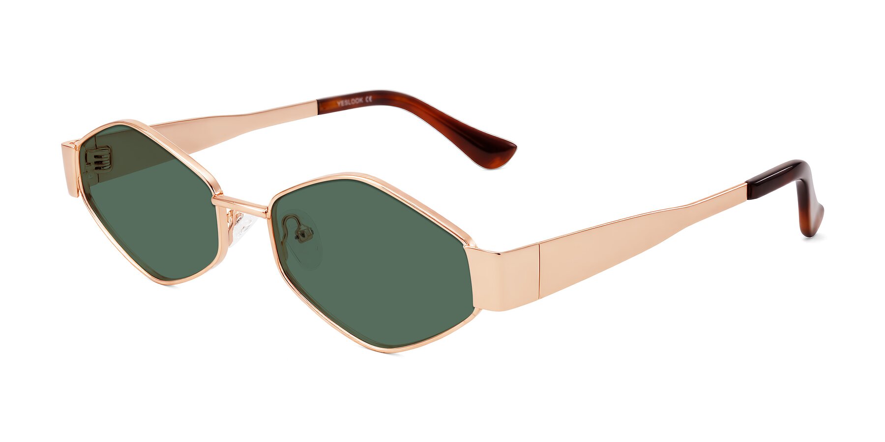 Angle of Midney in Rose Gold with Green Polarized Lenses