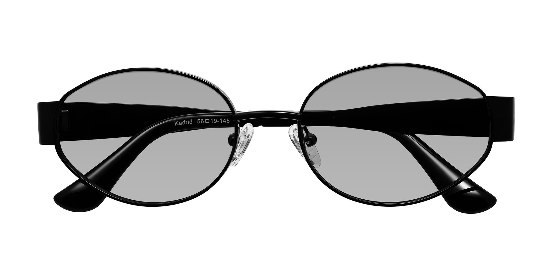 Folded Front of Kadrid in Black with Light Gray Tinted Lenses