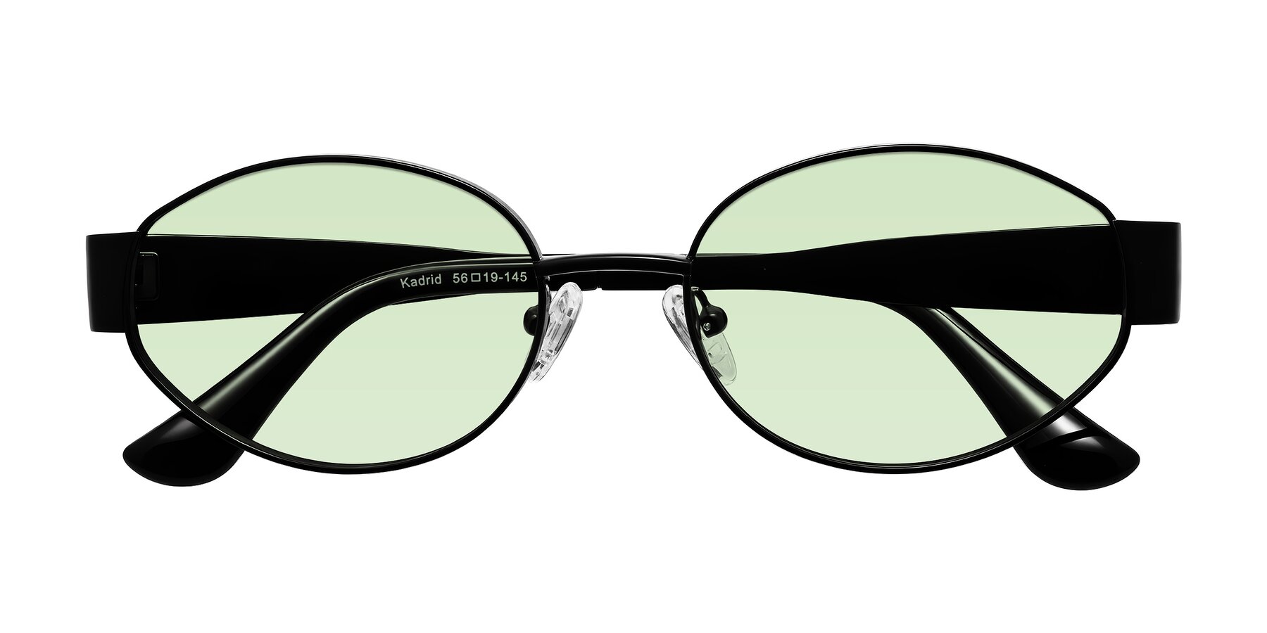 Folded Front of Kadrid in Black with Light Green Tinted Lenses
