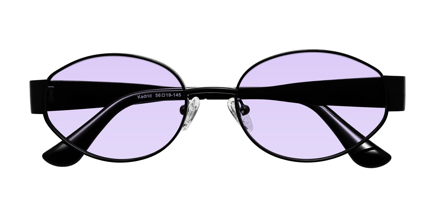 Folded Front of Kadrid in Black with Light Purple Tinted Lenses
