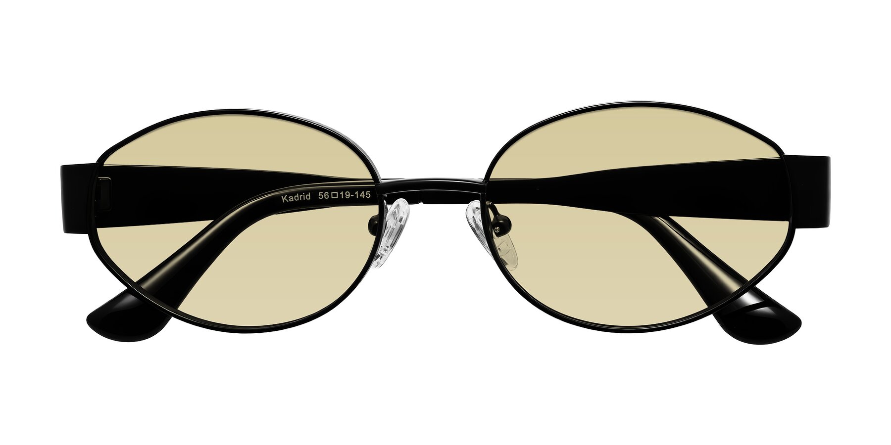 Folded Front of Kadrid in Black with Light Champagne Tinted Lenses