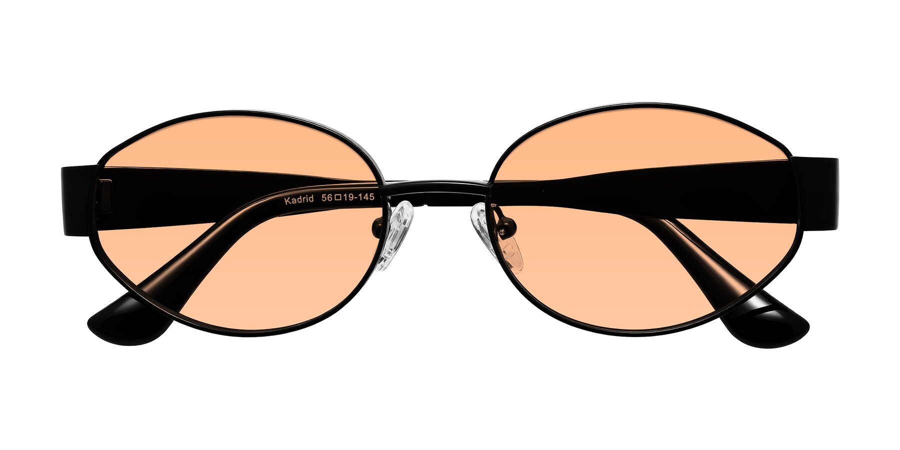 Folded Front of Kadrid in Black with Light Orange Tinted Lenses