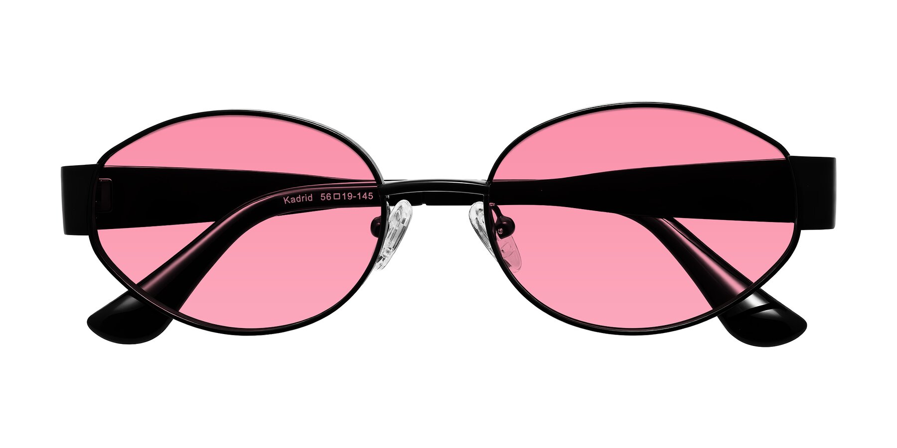 Folded Front of Kadrid in Black with Pink Tinted Lenses