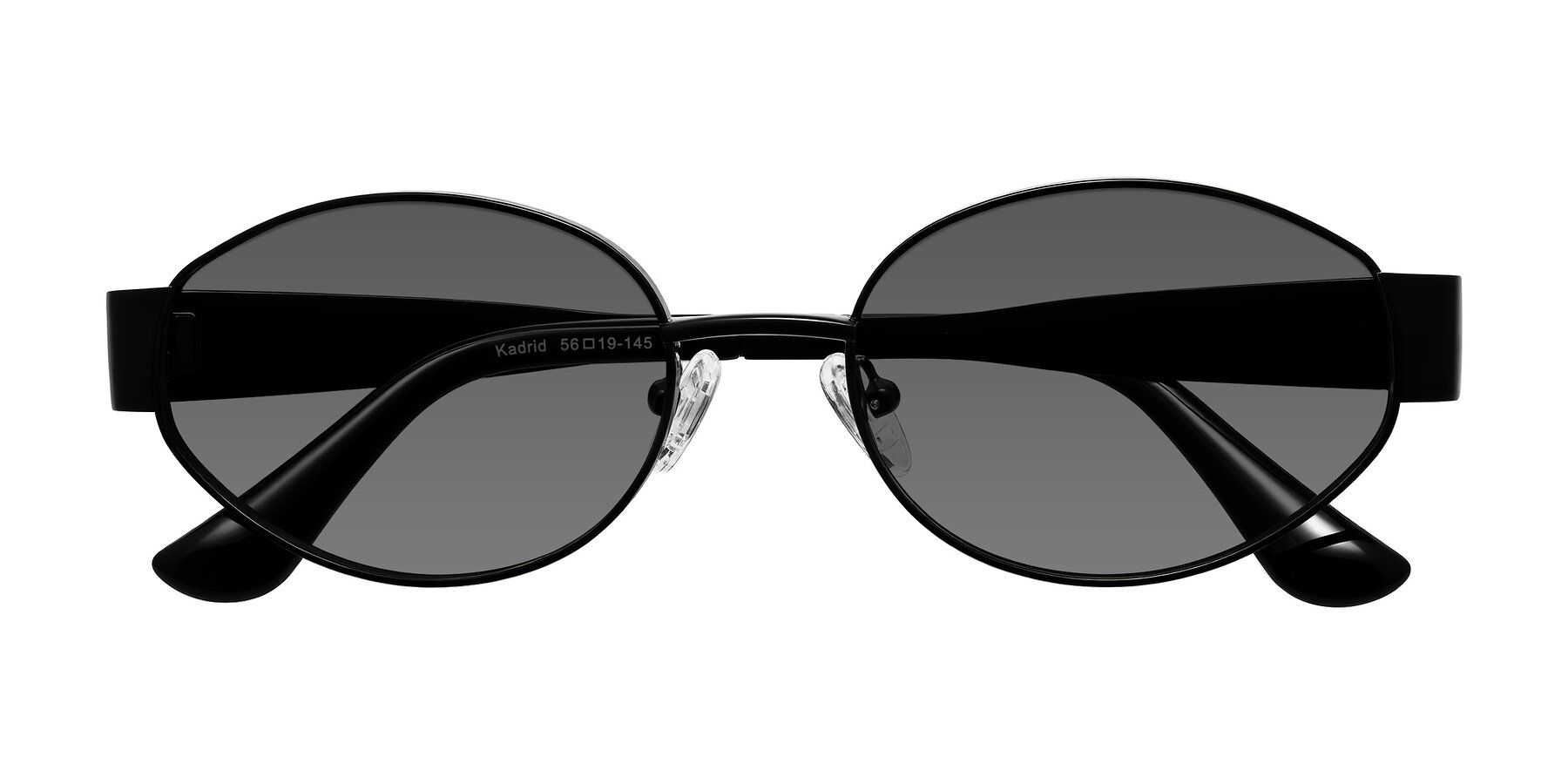 Folded Front of Kadrid in Black with Medium Gray Tinted Lenses